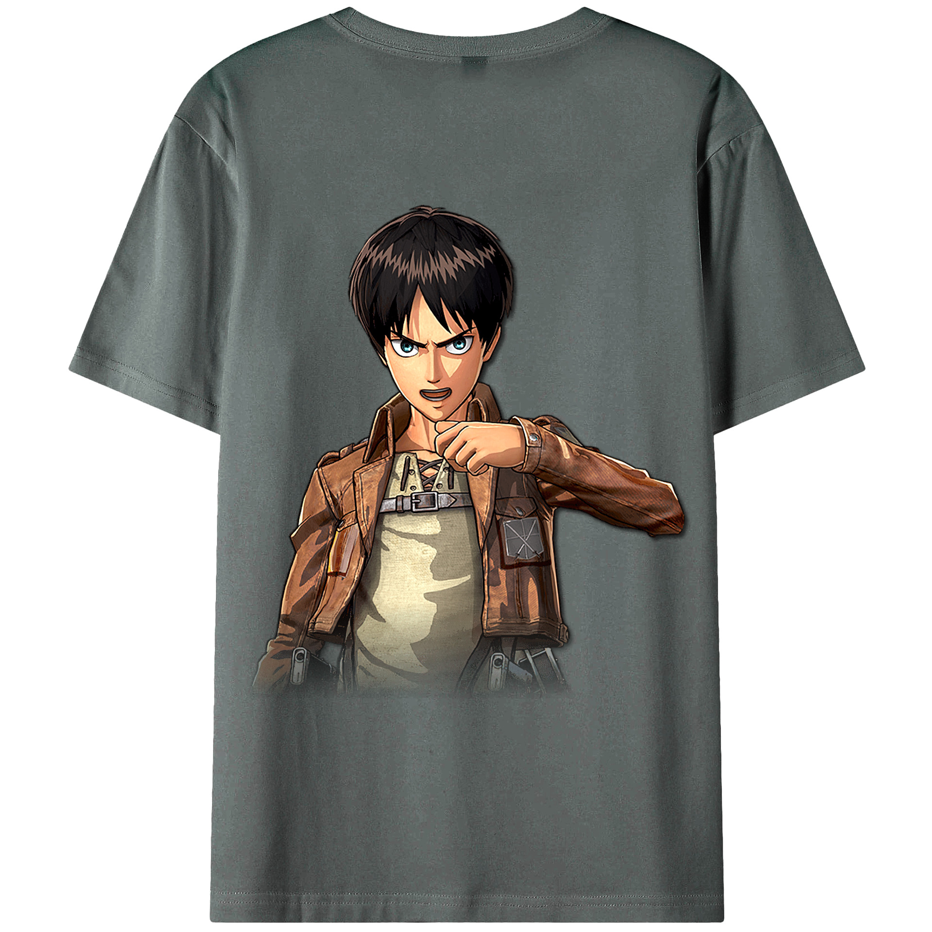 （画像用） 進撃の巨人 エレン･イェーガー Attack on Titan Eren Jäger 綿100％ メンズ半袖Tシャツ（バックプリント） 通気性